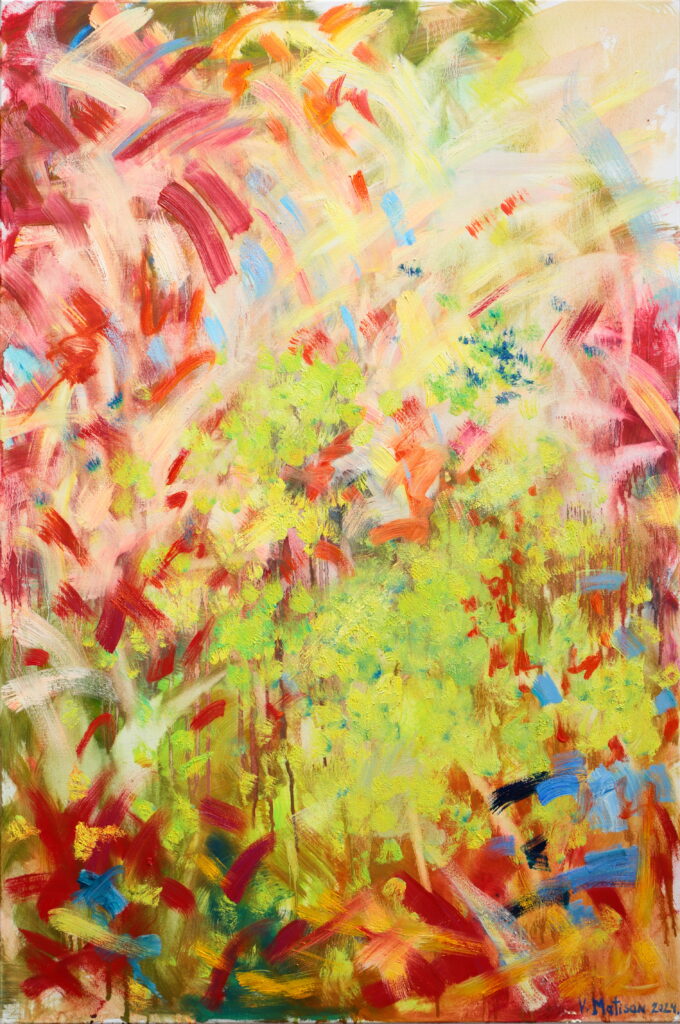 Title: Lady’s mantle meadow. 2024
Medium: Oil on canvas
Size: 70 x125 cm