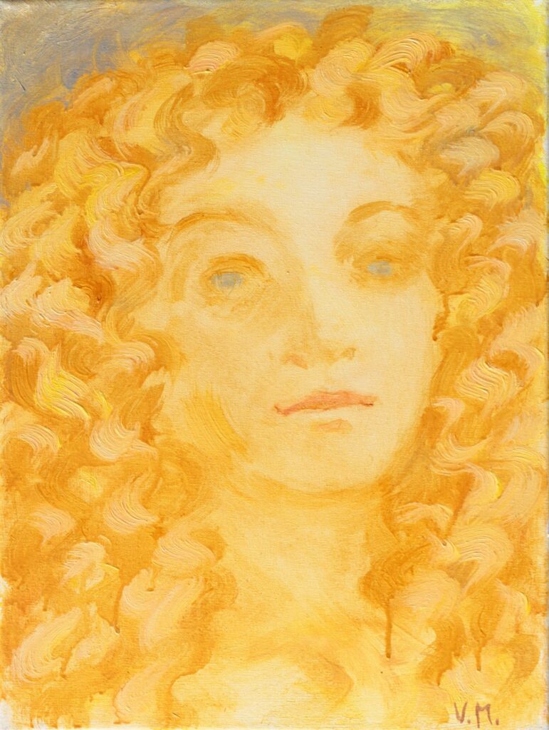 Dedication to Botticelli. (Portrait of Nata from Ukraine). 2022.